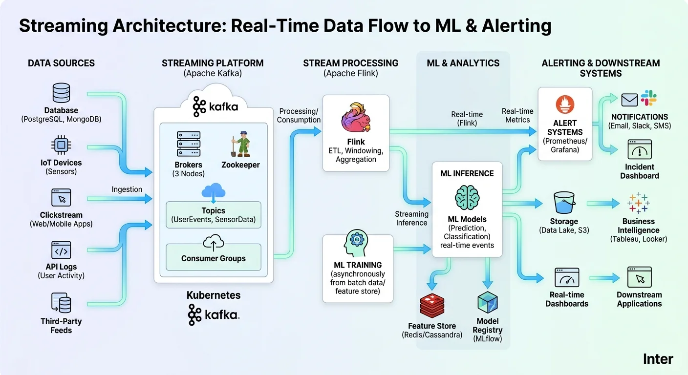 Real-time anomaly detection pipeline architecture diagram